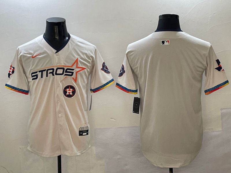 Men Houston Astros Blank Cream Fourth generation Joint Name 2025 Nike MLB Jersey style 4142
